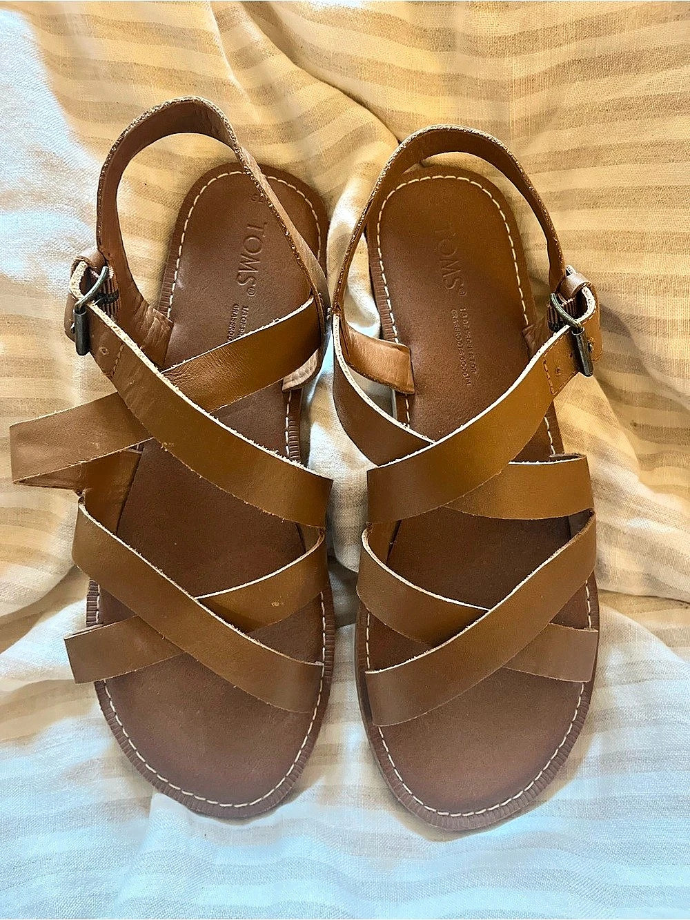 TOMS Brown Strappy Sandals (Size 7.5W) - Picture 2 of 3